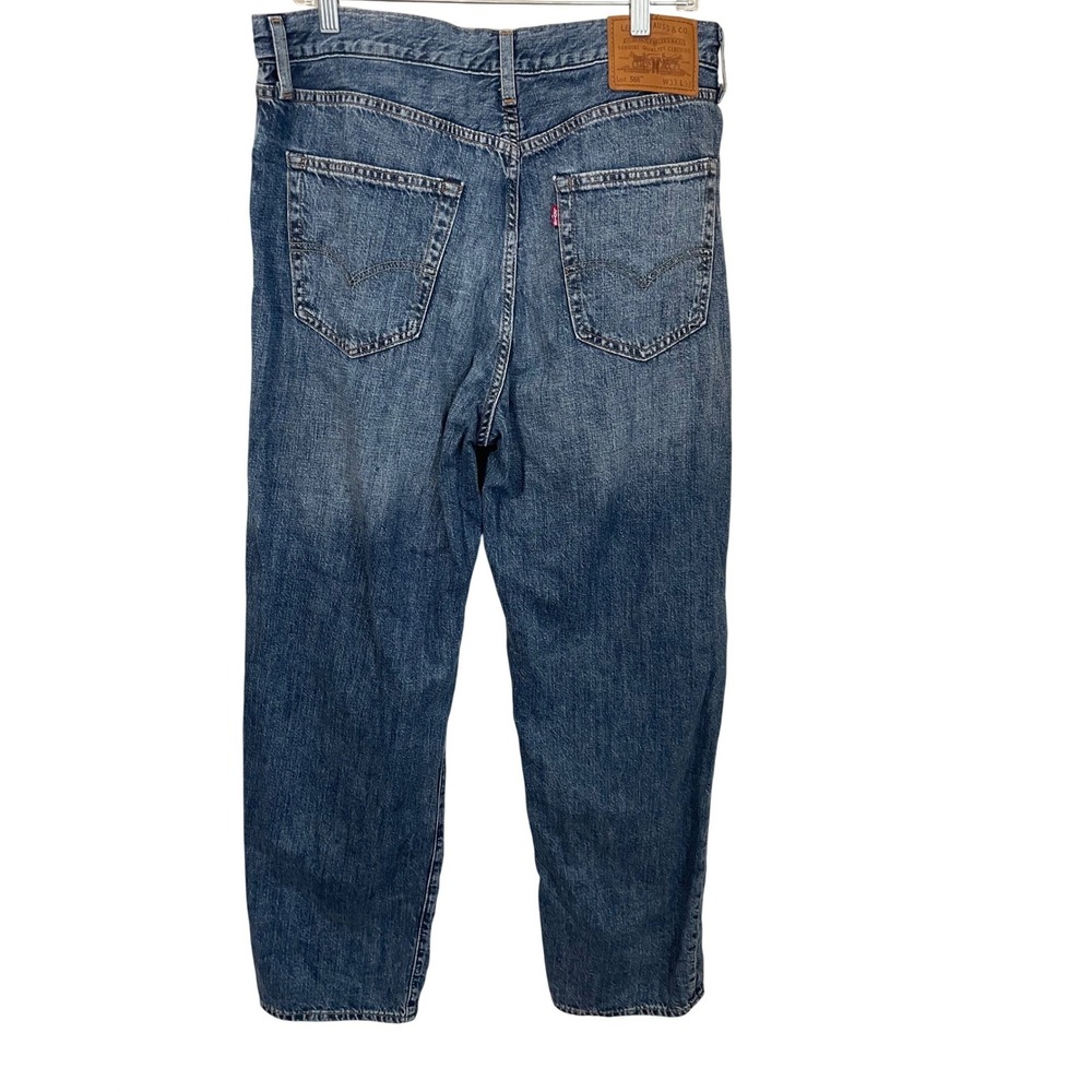 Levis Premium 568 Stay Loose Jeans Big E 33X32 Cotton Linen Blend Baggy